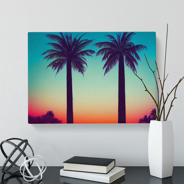 Bay Isle Home XXXH1022WF8295X Statuesque Palm Trees Wrapped Canvas